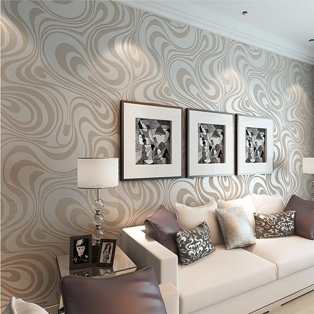 Colorful abstract wallcovering displayed in a stylish Dubai apartment