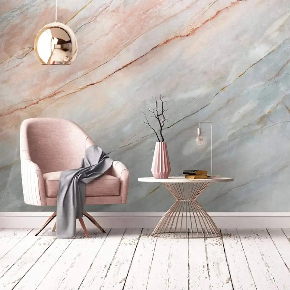 Luxurious marble wallpaper design adding elegance to a modern Dubai interior
