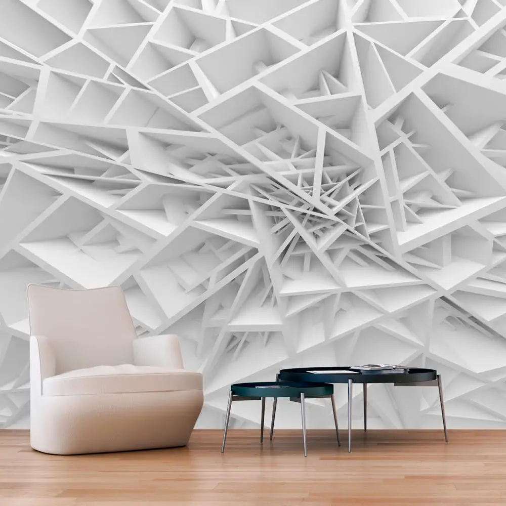 Modern 3D wallpaper design adding depth to a luxury Dubai interior wall