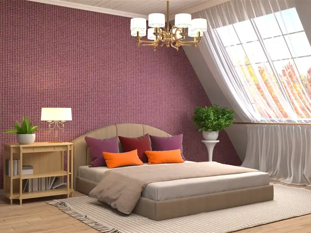 Modern bedroom wallpaper design in a luxury Dubai home