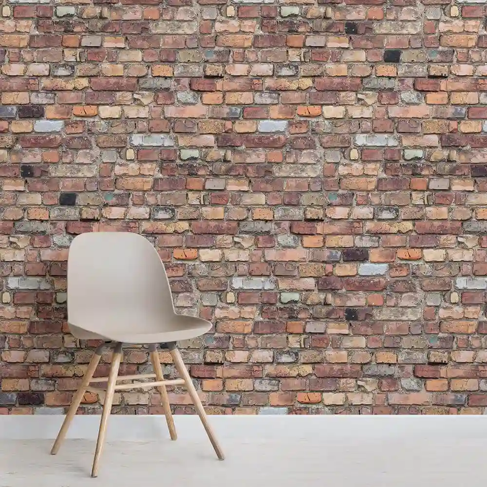 Realistic brick wallpaper creating an industrial look in a modern Dubai home