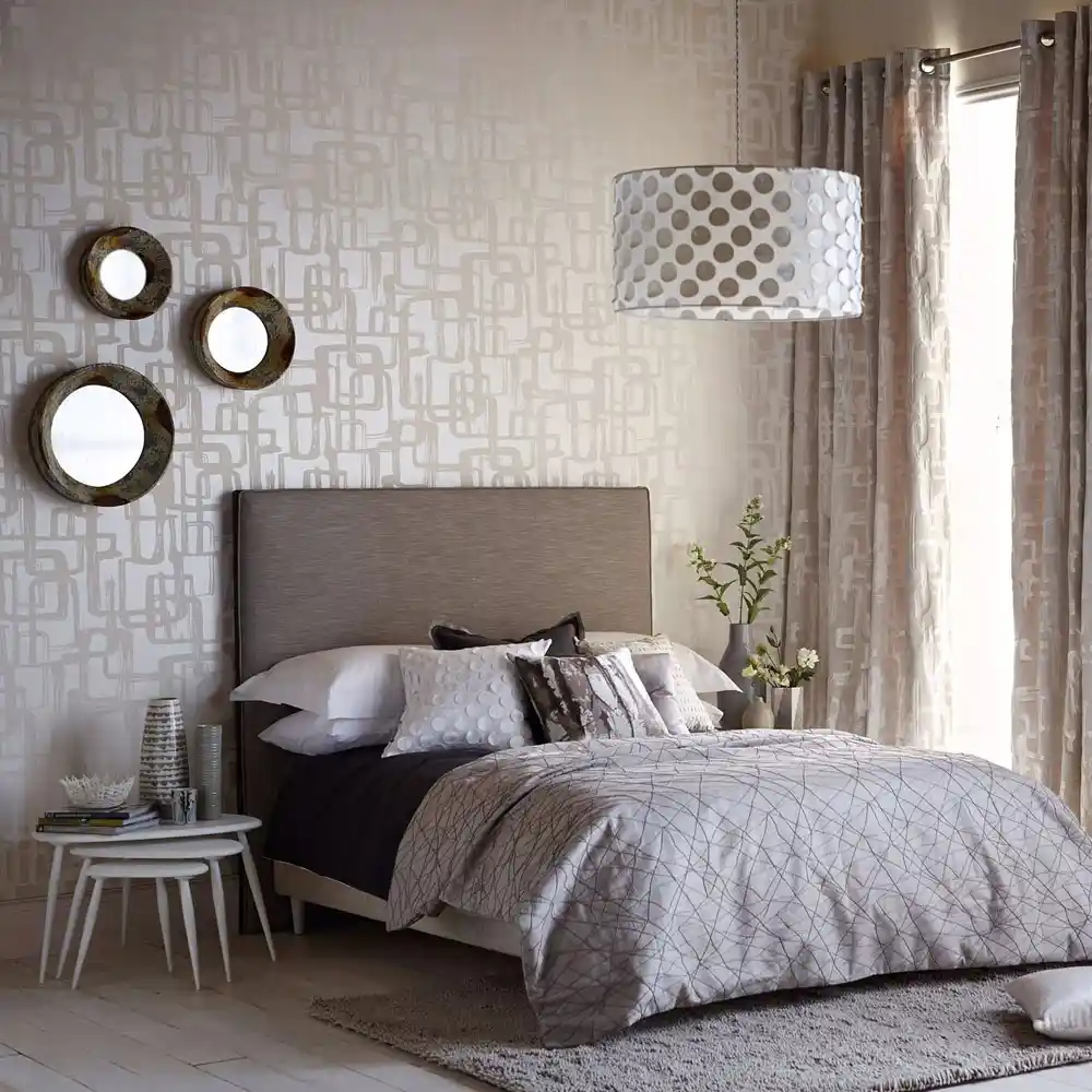 Soft fabric finish wallpaper design displayed in a premium Dubai showroom