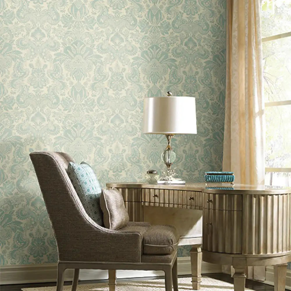 Vintage-style classic wallcovering installed in a sophisticated Dubai living room