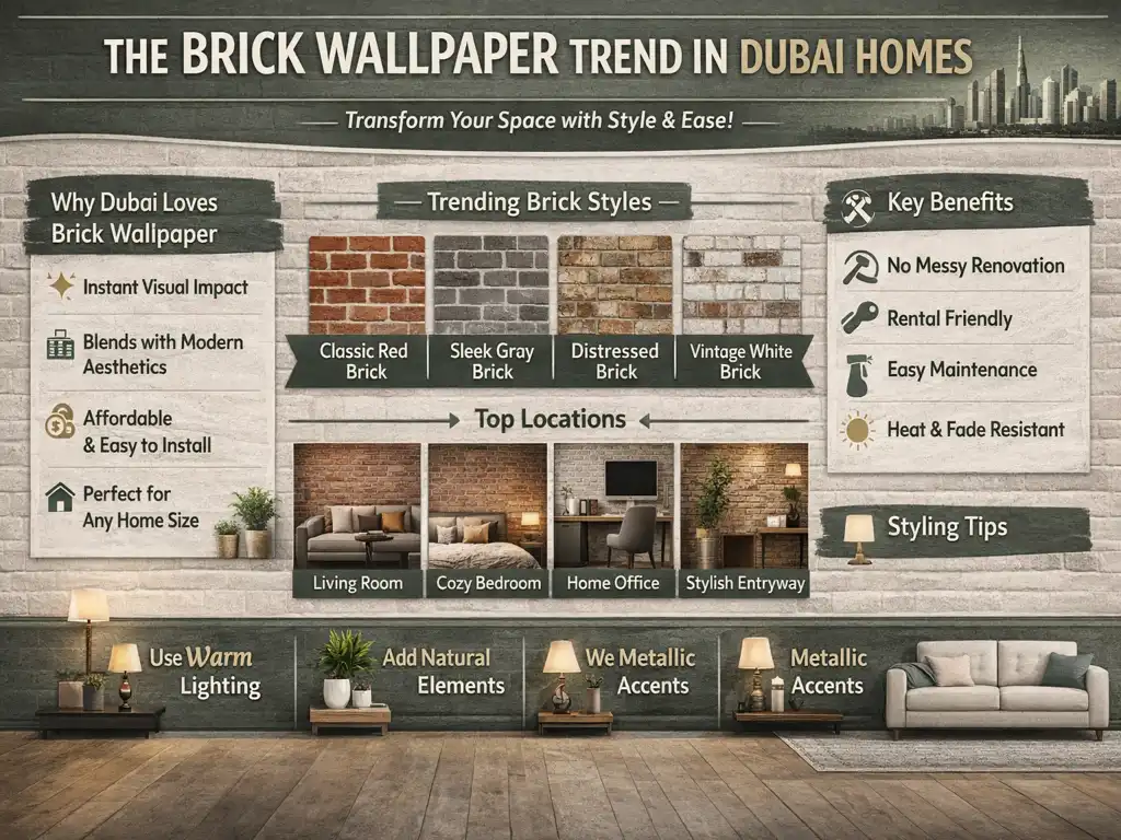 Why Brick Wallpaper Has Become the Hottest Interior Trend in Dubai Apartments and Villas