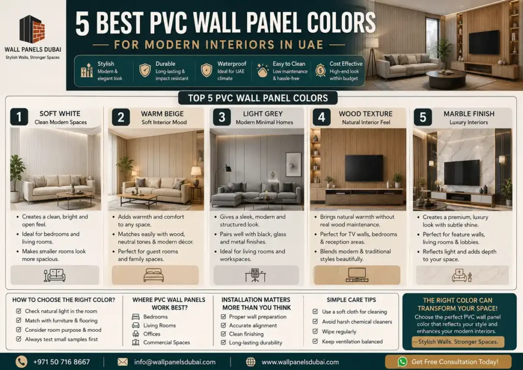 5 Best PVC Wall Panel Colors for Modern Interiors in Dubai